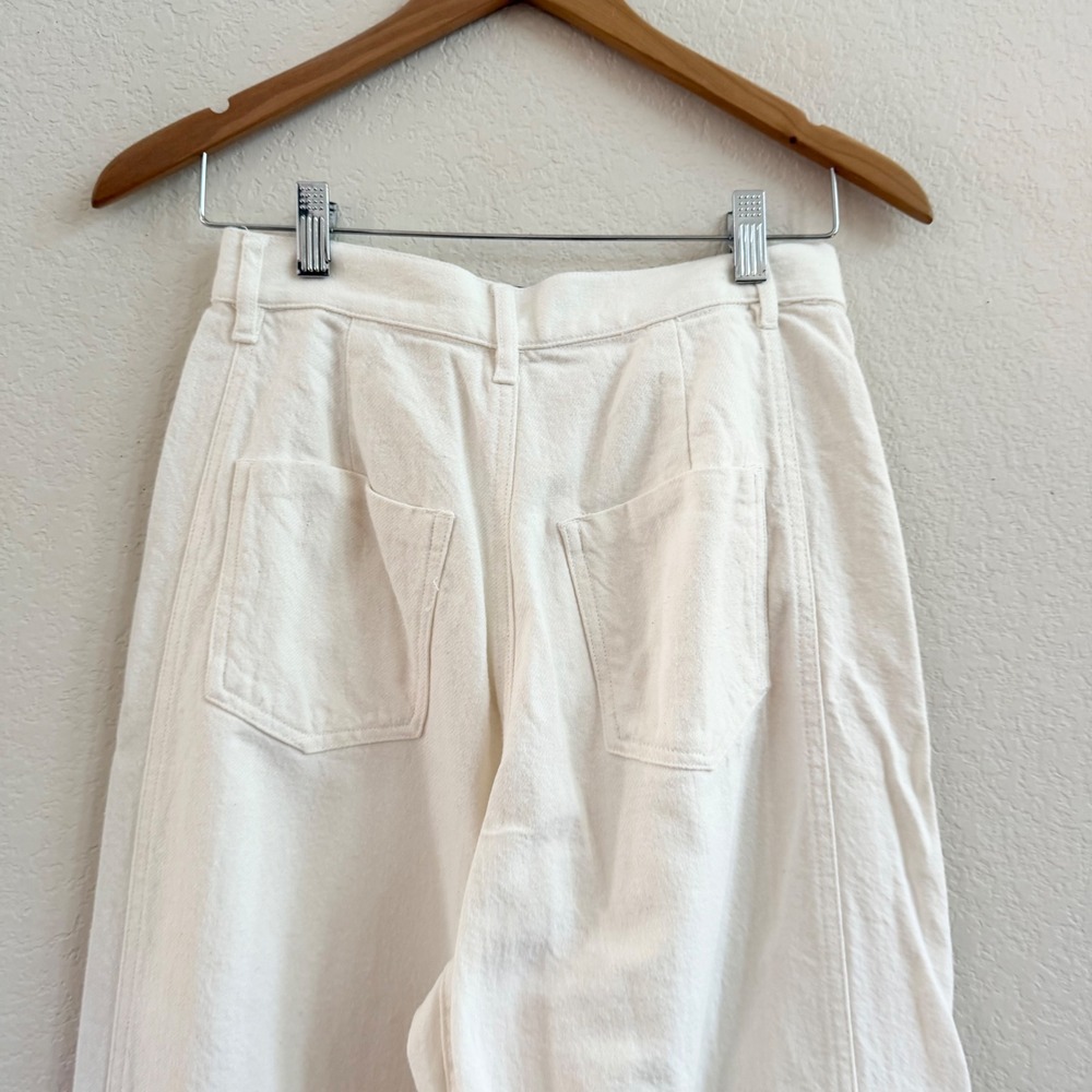 Zara Womens Off White High Waist Wide Leg Pants with Front Slits Size 6 US 38 EU - Picture 7 of 13